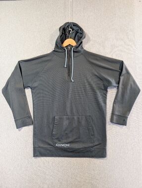 Cinch Pullover Hoodie Men's XL Gray Fleece Lined 1/4 Zip